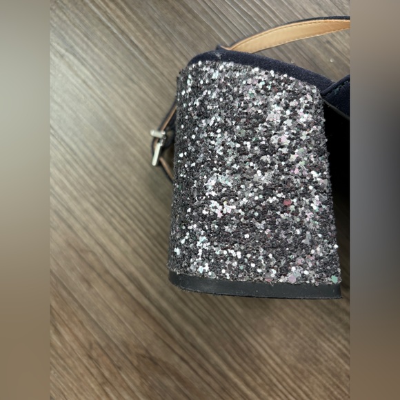 Nine West navy and silver glitter block heels size 9 - Picture 4 of 8